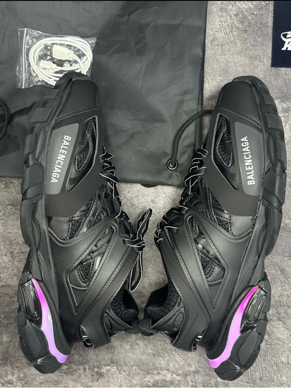 Balenciaga Black Sneakers with Purple Light-Up Midsole - Picture 3 of 5